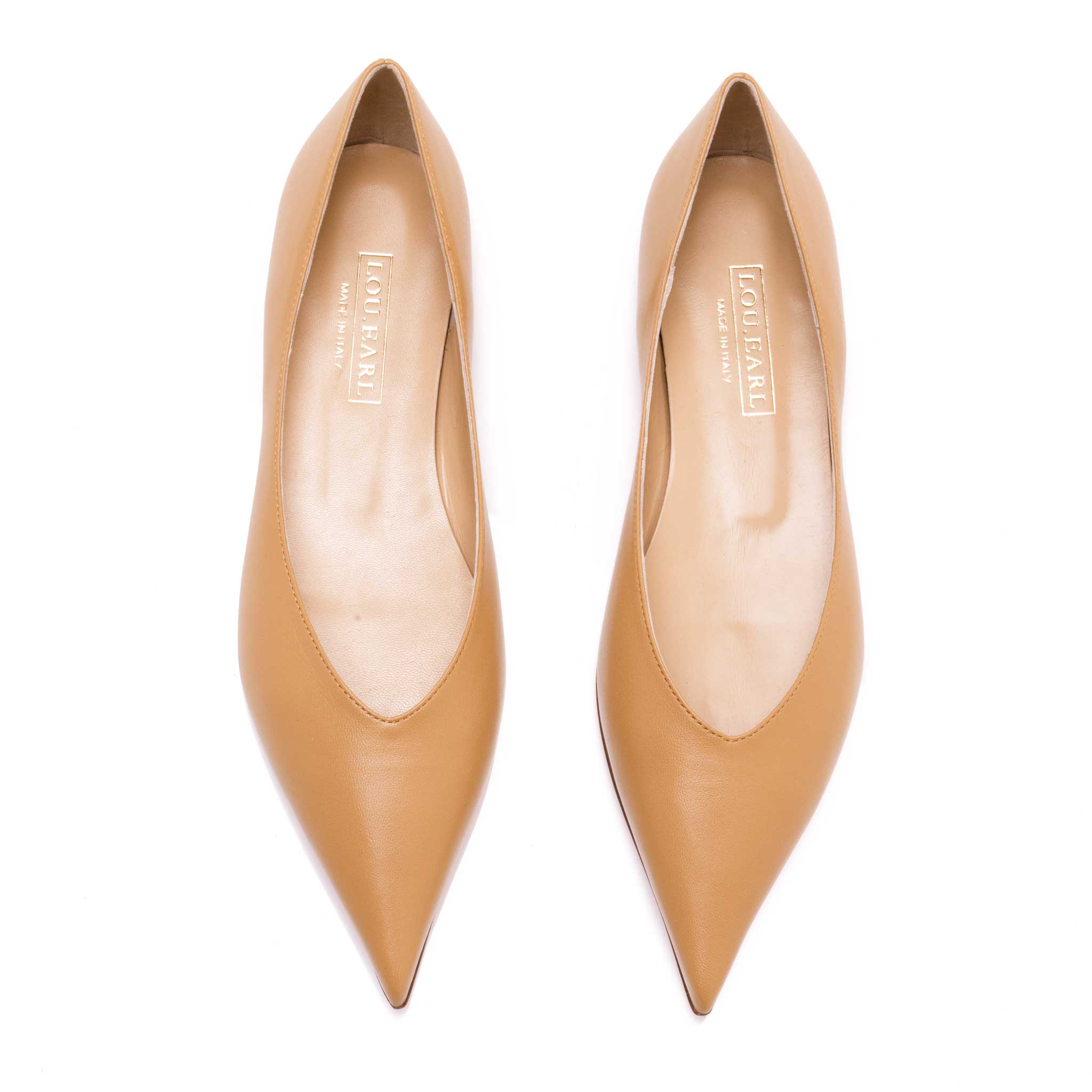 ultra pointed toe shoes in camel tan color leather for women