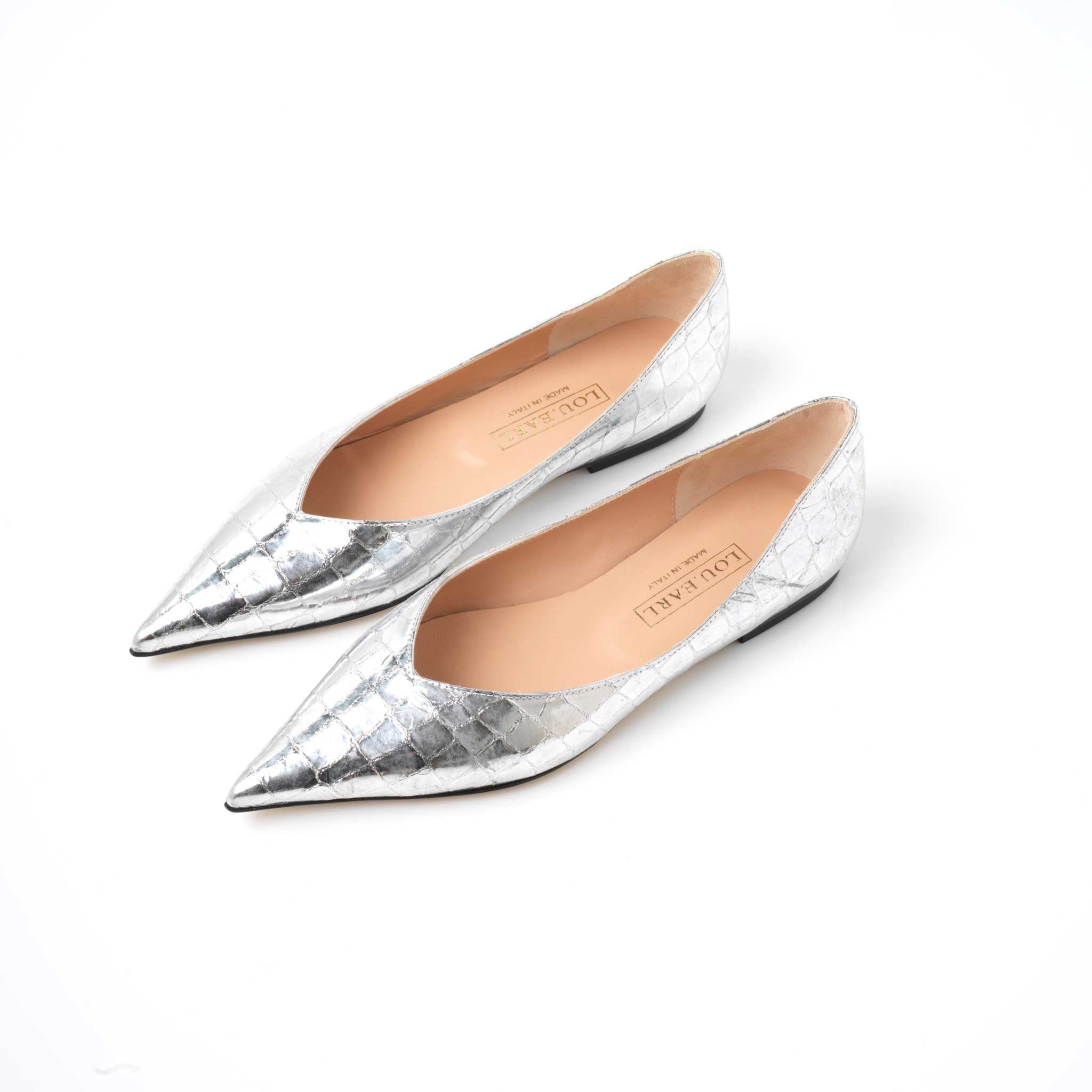 Silver pointed flats fashion